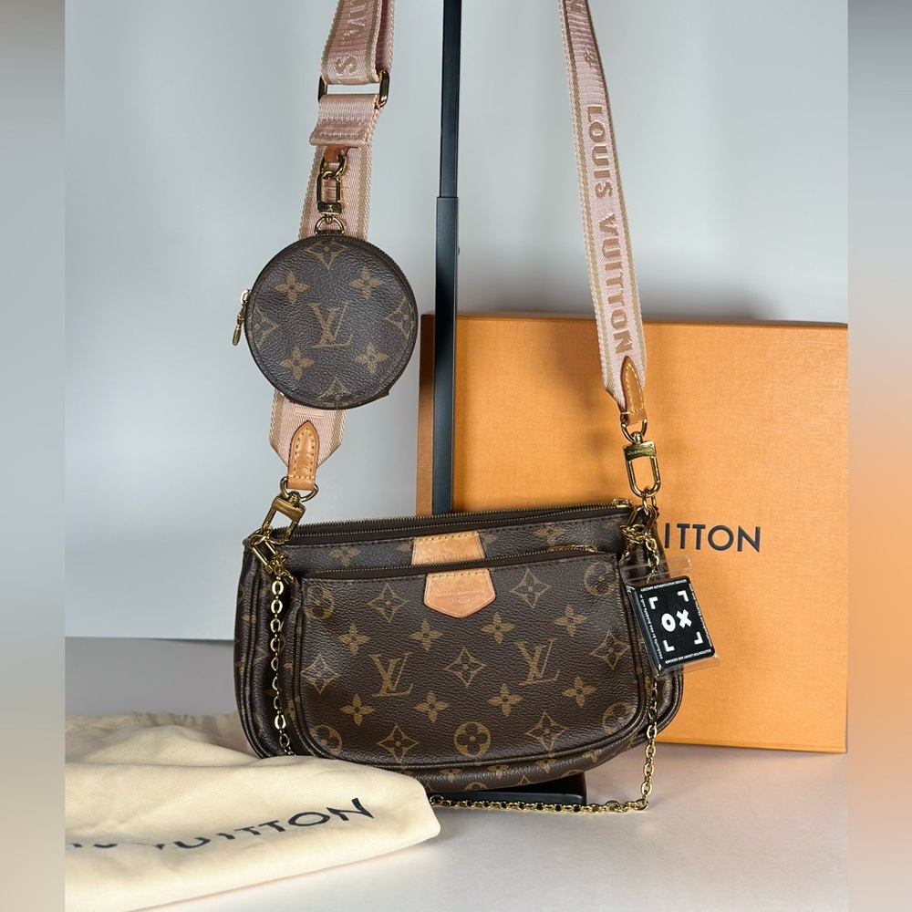 Authentic Louis Vuitton Multi-Pochette Accessoires Crossbody with Pink Strap